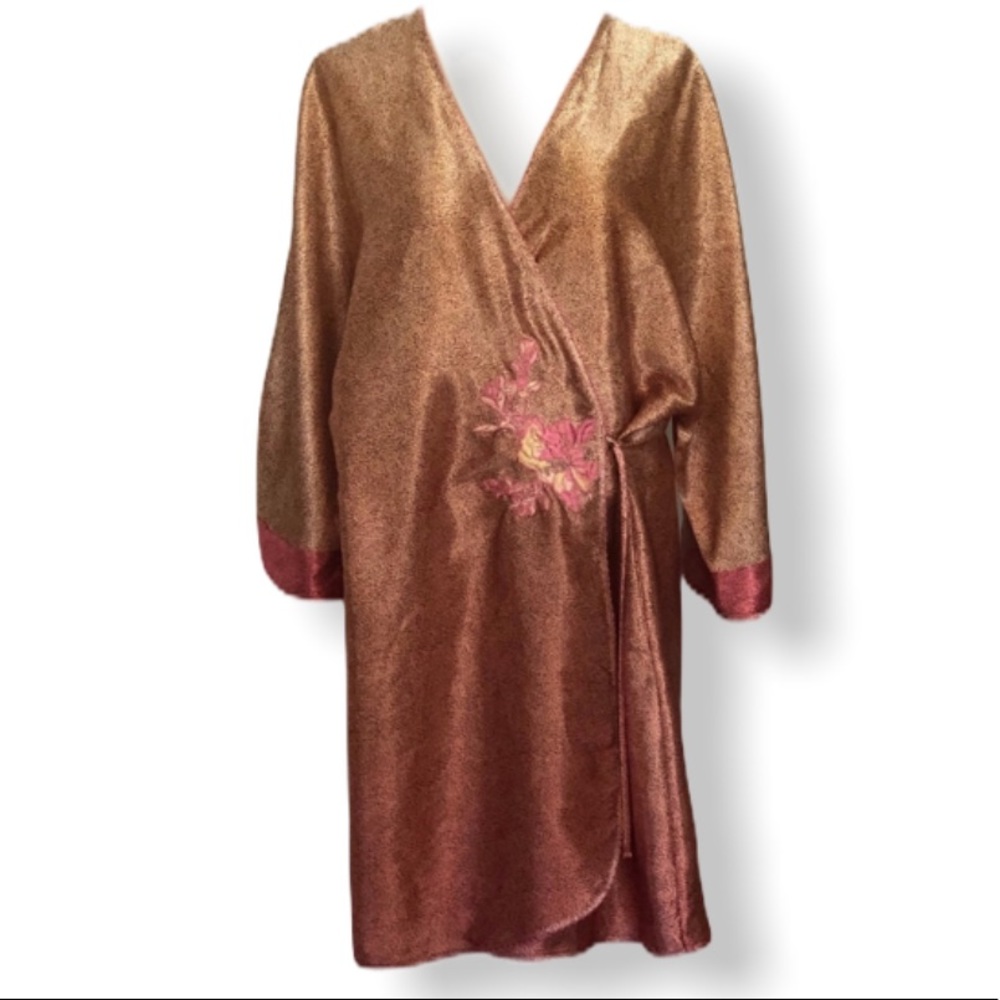 Sensara Silky Embroidery Animal Print Robe